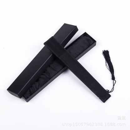 Midnight Elegance Hand Fan – All Black Bamboo Folding Fan