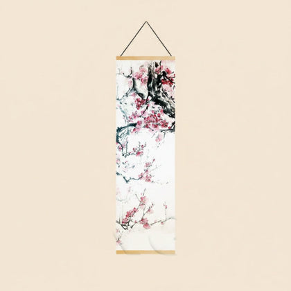 Cherry Blossom Scroll Painting – Traditional Asian Wall Art
