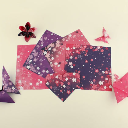 Cherry Blossom Floral Origami Paper – Double-Sided Japanese Style