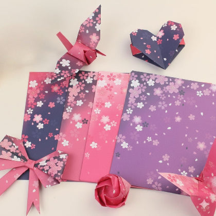 Cherry Blossom Floral Origami Paper – Double-Sided Japanese Style