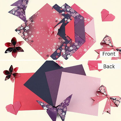Cherry Blossom Floral Origami Paper – Double-Sided Japanese Style