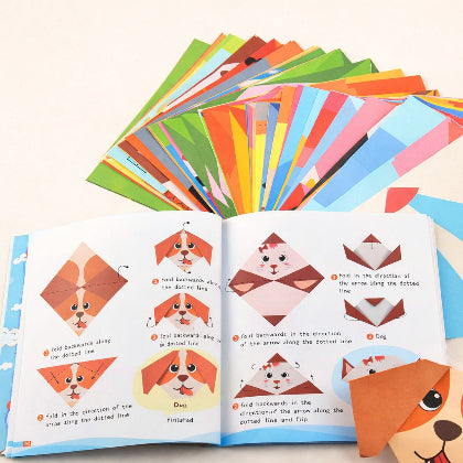 Colorful origami book with instructions