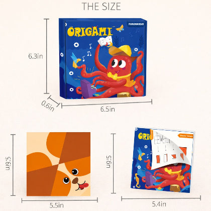 Origami packaging with dimensions 