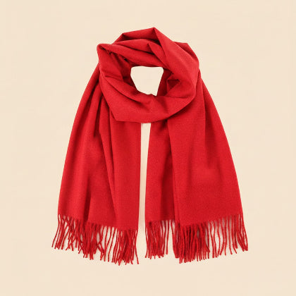 Red scarf with fringes  
