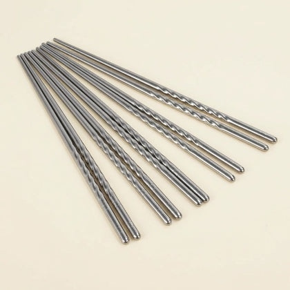 Korean Style Stainless Steel Chopsticks Set – 5 Pairs Non-Slip Design