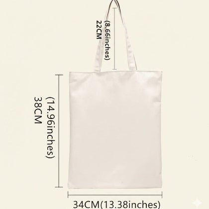 White tote bag with measurements