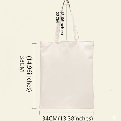 White tote bag with measurements